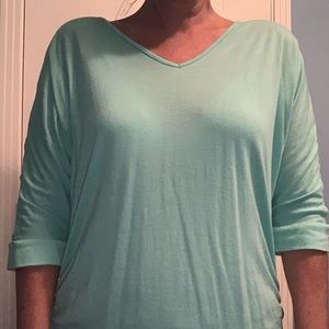 Mint, 3/4 length blouse with cutout design